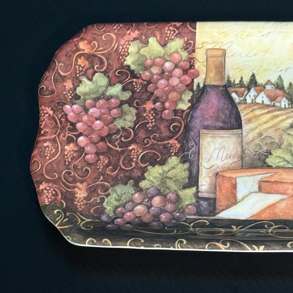 Keller Charles of Philadelphia Tuscan Wine Vineyard Serving Tray - Grapes & Wine - Picture 2 of 8